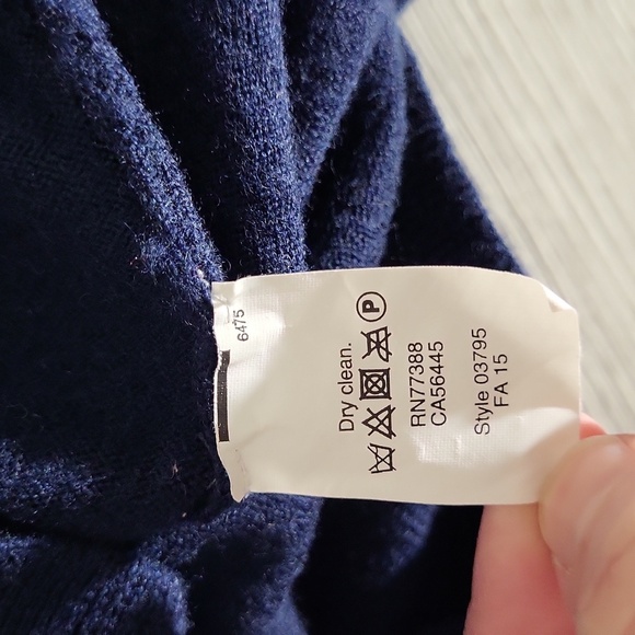 J Crew Mens XL Slim Navy Blue Merino Wool V Neck Sweater Long Sleeve Warm Soft‎ - Picture 3 of 5